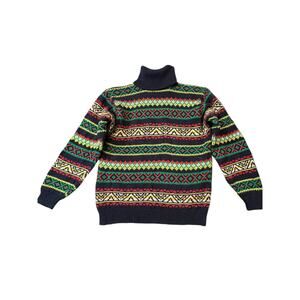 Westbound Turtleneck Sweater Women’s Small Navy Multicolor Vintage Holiday